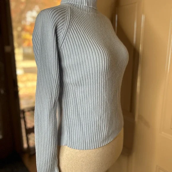 Sky Blue Women's Turtleneck Sweater - Picture 2 of 4
